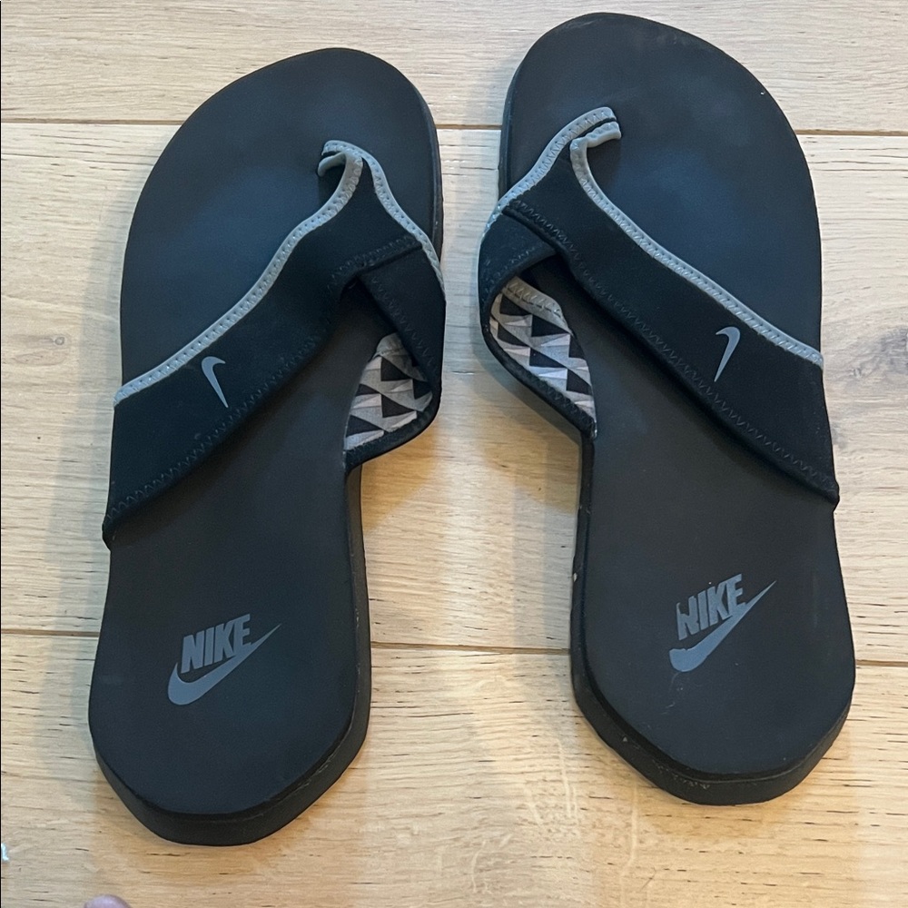 Nike Black and Gray Slide Sandals